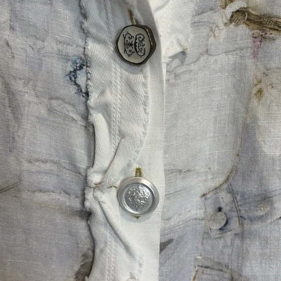 Elisa Cavaletti Dani Shirt Italian Linen Blend Womens X-Large Boho Beach Artsy - Picture 3 of 8